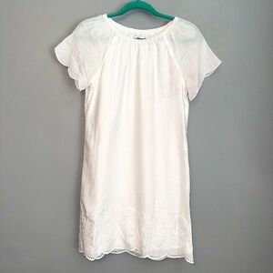 Vineyard Vines Eyelet Hem Scallop Sleeve White Dress Girl's Size XL